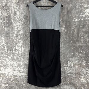 Rosie Pope Maternity Sz M Color Block 2 Tone Sleeveless Sheath Dress Gray Black